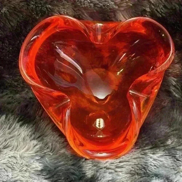 Vintage  Orange Art Glass Bowl - Picture 5 of 16